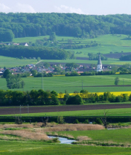Altmuehlauen mit Blick auf den Gemeindeteil Meinheim
